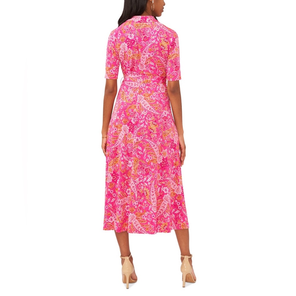 MSK Paisley Midi Dress XL NWT Fuchsia Pink Mango Boho Floral Vacation Casual - Picture 7 of 7